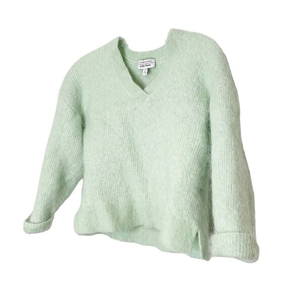 & Other Stories Wool V-neck Ribbed Wool Fuzzy Sweater Mint Green Women’s Size XS - Picture 4 of 12